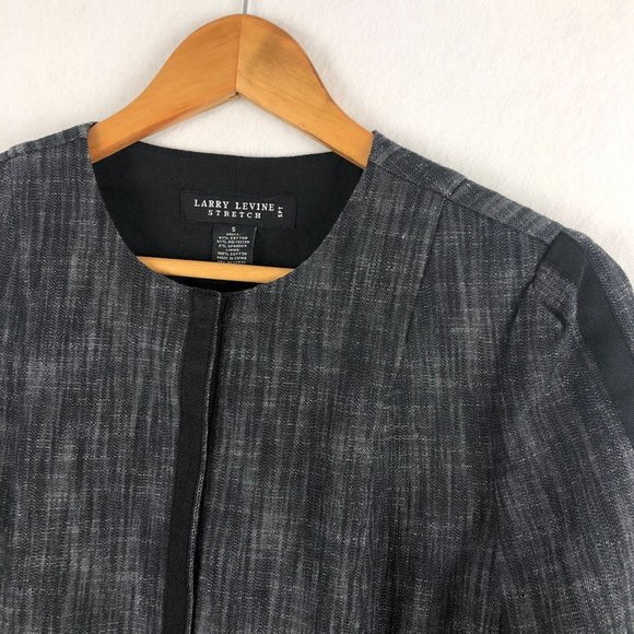 Larry Levine Stretch Women's Size Small Cotton Twill Black Cropped Jacket - Picture 3 of 10